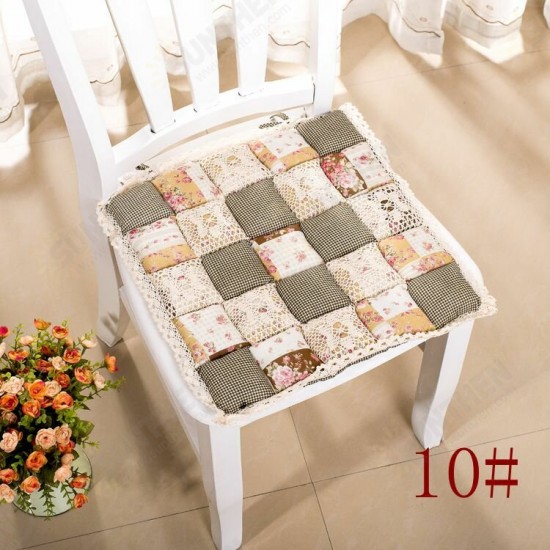 Vintage Country Lace Bread Pastoral Style Printing Flower Cotton Seat Cushion Sit Pad Mat Pillows