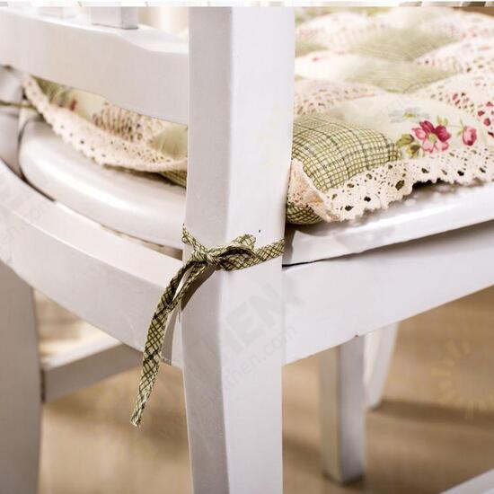 Vintage Country Lace Bread Pastoral Style Printing Flower Cotton Seat Cushion Sit Pad Mat Pillows