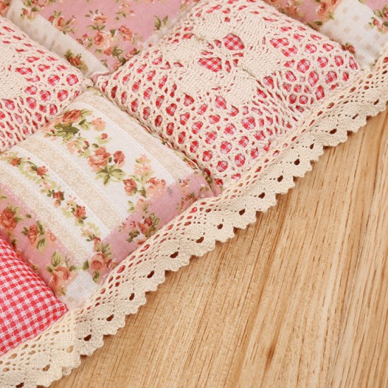 Vintage Country Lace Bread Pastoral Style Printing Flower Cotton Seat Cushion Sit Pad Mat Pillows