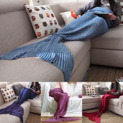 Yarn Knitted Mermaid Tail Blanket Handmade Crochet Throw Super Soft Sofa Bed Mat Sleeping Bag Yarn Knitted Mermaid Tail Blanket Handmade Crochet Throw Super Soft Sofa Bed Mat Sleeping Bag