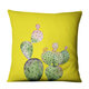 Yellow Succulent Cactus Linen Pillow Case Home Fabric Sofa Cushion Cover