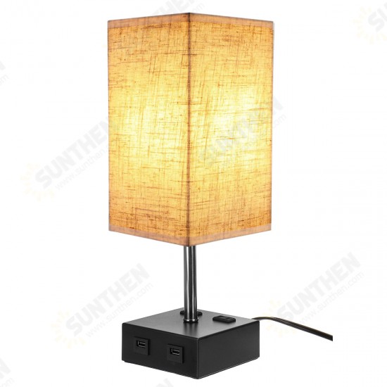 220V Fabric Fashion Simple Table Lamp Dual Port USB & US Plug Without Bulb