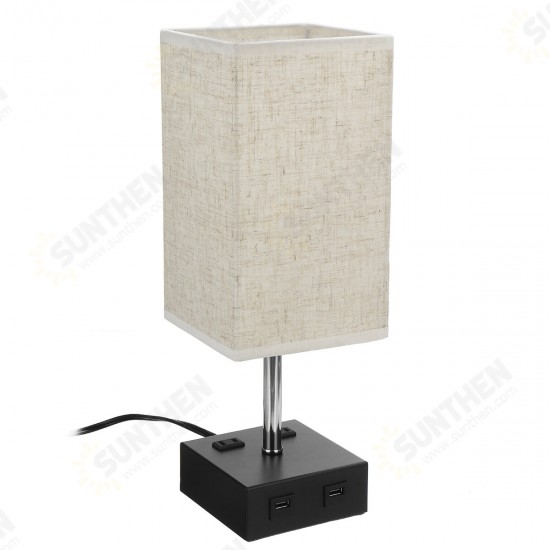 220V Fabric Fashion Simple Table Lamp Dual Port USB & US Plug Without Bulb