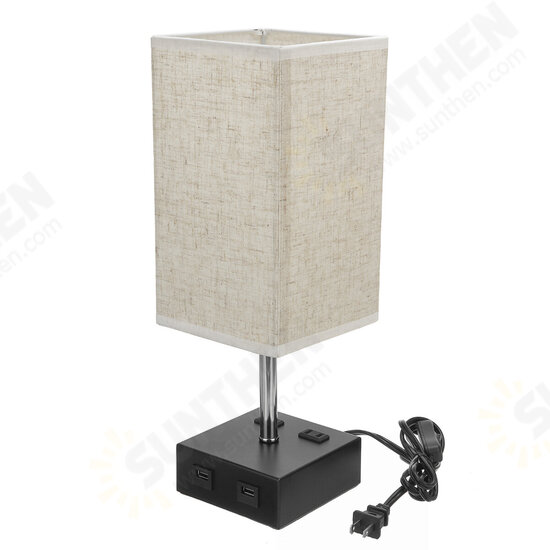 220V Fabric Fashion Simple Table Lamp Dual Port USB & US Plug Without Bulb