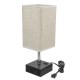 220V Fabric Fashion Simple Table Lamp Dual Port USB & US Plug Without Bulb