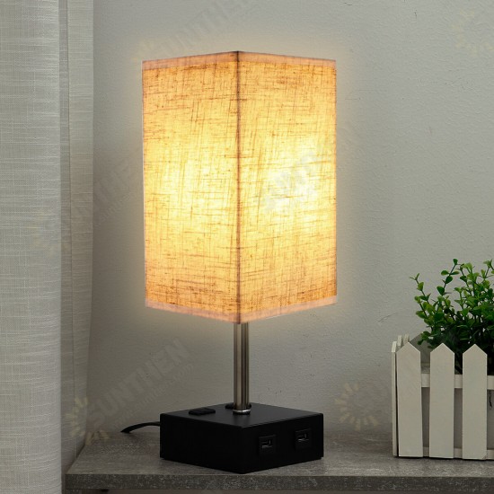 220V Fabric Fashion Simple Table Lamp Dual Port USB & US Plug Without Bulb