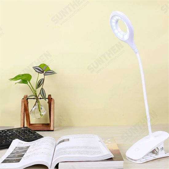 3 Modes Dimmable Desk Lamp USB Touch LED Clip Table Reading Book Light