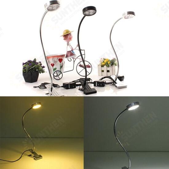 3W Bendable LED Table Light Bedside Study Reading Lamp with Clip