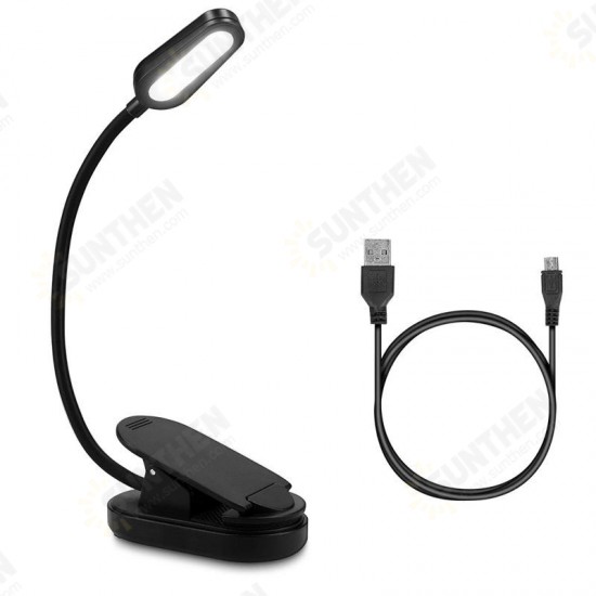 4 LED USB Rechargeable Eye-Care Book Light Clip On White & Warm Table Lamp For Music Stand Night Reading Piano