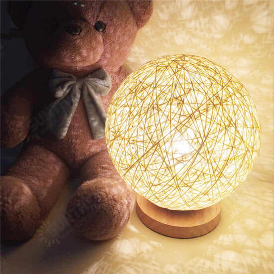 60W E27 Dimmable Sepak Takraw Wood Desk Light Night Lamp AC110--220V