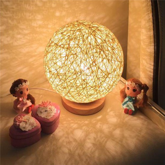 60W E27 Dimmable Sepak Takraw Wood Desk Light Night Lamp AC110--220V