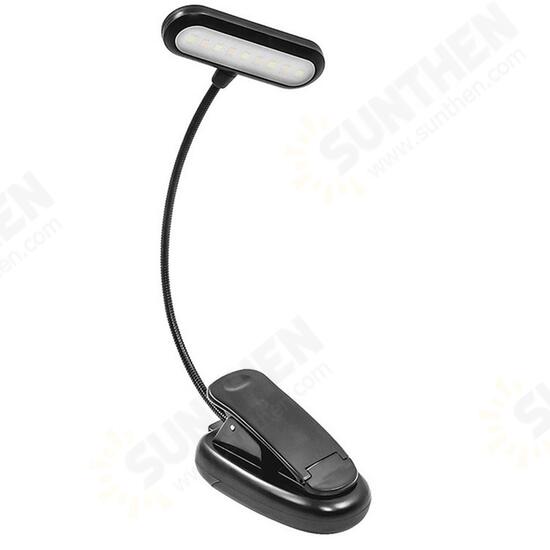 9 LED USB Rechargeable Eye-Care Warm Book Light Clip On Dimmable Table Lamp For Music Stand Night Reading Piano Power Indicator