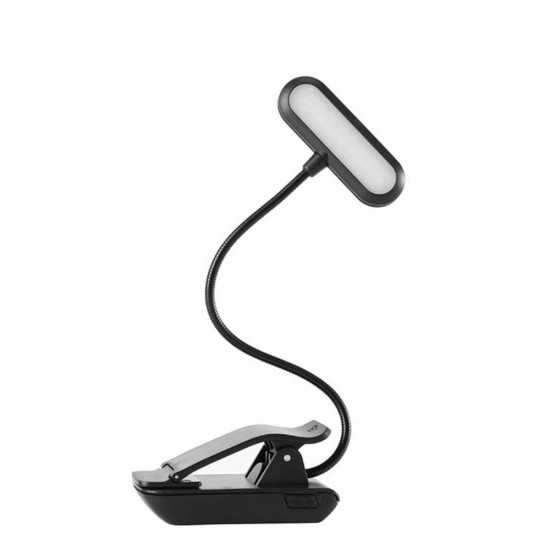 9 LED USB Rechargeable Eye-Care Warm Book Light Clip On Dimmable Table Lamp For Music Stand Night Reading Piano Power Indicator