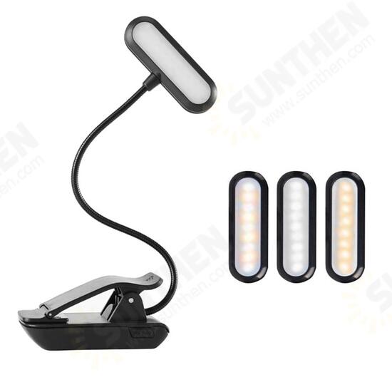 9 LED USB Rechargeable Eye-Care Warm Book Light Clip On Dimmable Table Lamp For Music Stand Night Reading Piano Power Indicator