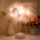 96LED Feather Desk Lamp Light Copper Modern Remote Control Lighting Bedside Lamp