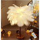 96LED Feather Desk Lamp Light Copper Modern Remote Control Lighting Bedside Lamp