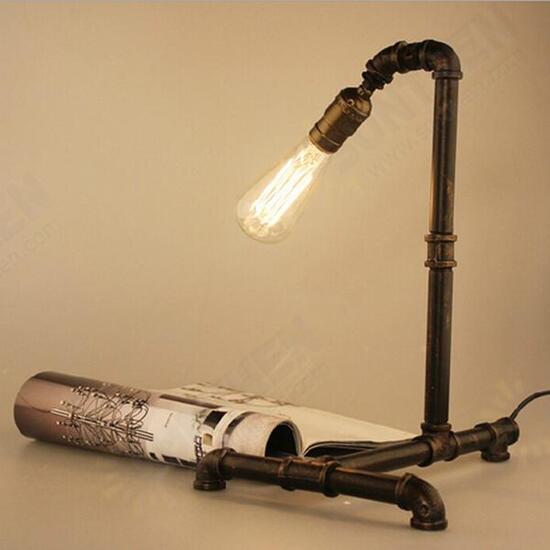 AC220V 40W E27 Industrial Vintage Loft Edison Water Pipe Table Light Dimmable Desk Lamp for Home Bar