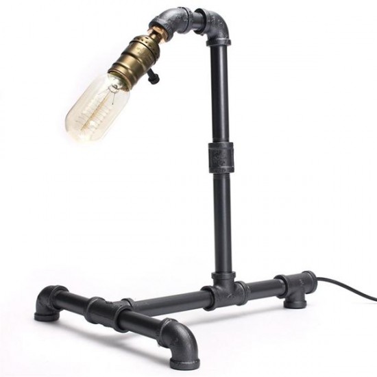 AC220V 40W E27 Industrial Vintage Loft Edison Water Pipe Table Light Dimmable Desk Lamp for Home Bar