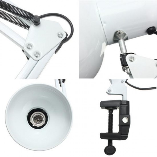 Adjustable Swing Arm Bedside Lamp Clamp On Study Reading Desk Table Light