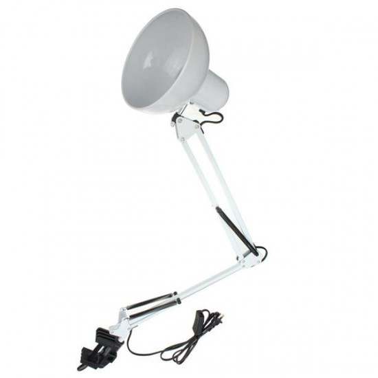 Adjustable Swing Arm Bedside Lamp Clamp On Study Reading Desk Table Light