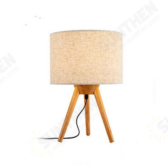 American LED Creative Personality Bedroom Bedside Wooden Table Lights Nordic Wooden Art Study Desk Lamp