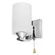 Bedroom Glass Wall Sconce Light Indoor Fixture Bedside Lamp+LED Bulb Pull Switch