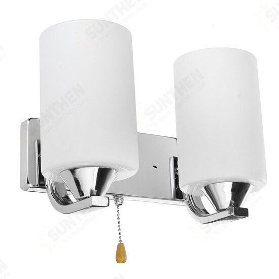 Bedroom Glass Wall Sconce Light Indoor Fixture Bedside Lamp+LED Bulb Pull Switch