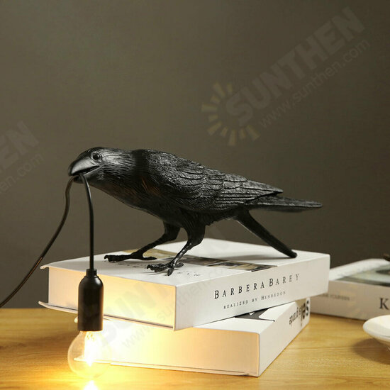 Black/White Bird Table Lamps Resin Crow Desk Lamp Bedroom Wall Sconce Light Fixtures