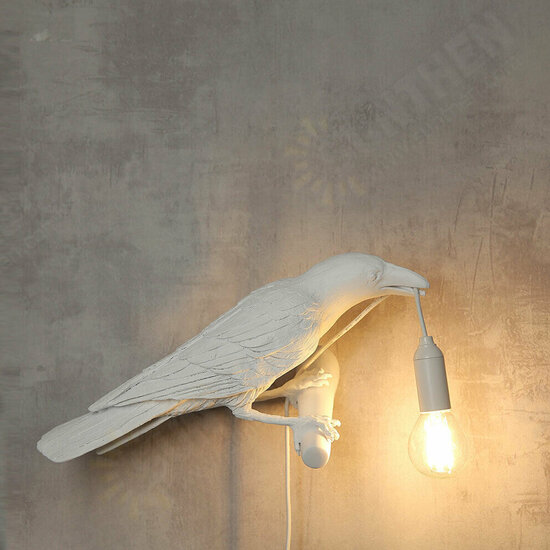 Black/White Bird Table Lamps Resin Crow Desk Lamp Bedroom Wall Sconce Light Fixtures