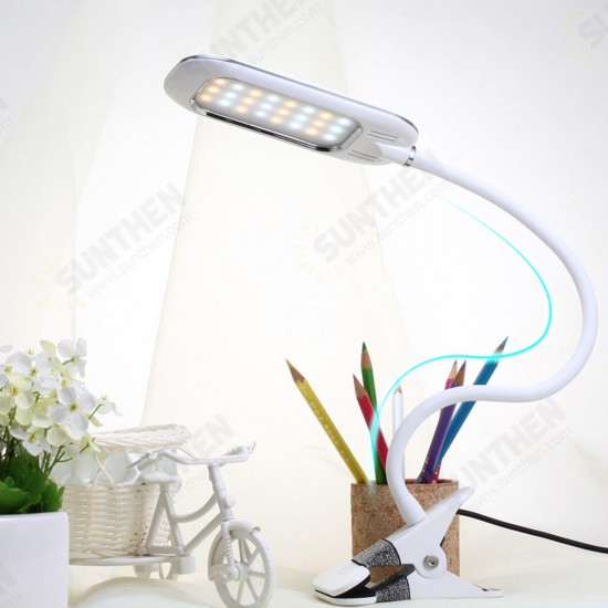 DC5V 5W 12LED Clip Light Type Desk Clamp Lamp Dimming Reading Eye Care USB Table Lights