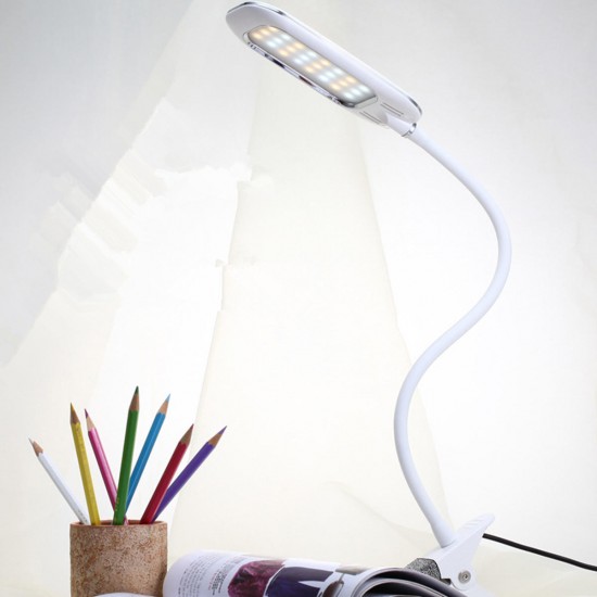 DC5V 5W 12LED Clip Light Type Desk Clamp Lamp Dimming Reading Eye Care USB Table Lights