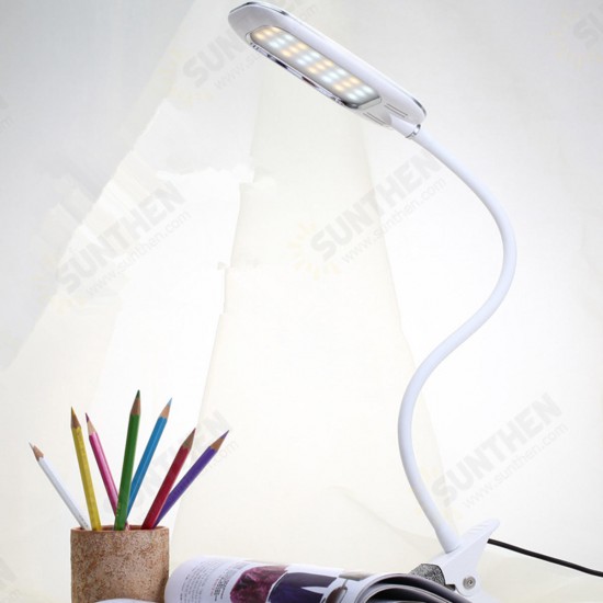 DC5V 5W 12LED Clip Light Type Desk Clamp Lamp Dimming Reading Eye Care USB Table Lights