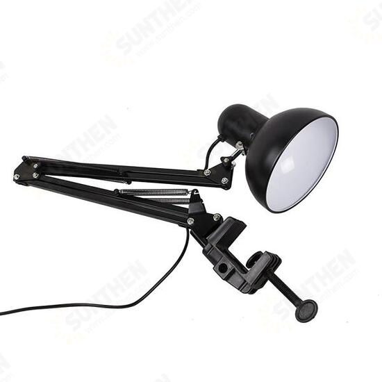 Flexible Swing Arm Clamp Mount Lamp Office Studio Home E27/E26 Table Black Desk Light AC85-265V