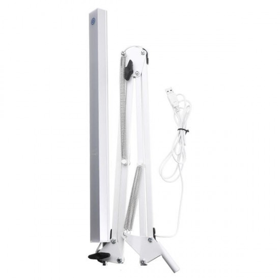 Foldable Adjustable Pure White Swing Arm LED Desk Lamp Touch Dimmable Eye Care Table Lamp