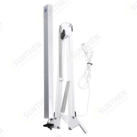 Foldable Adjustable Pure White Swing Arm LED Desk Lamp Touch Dimmable Eye Care Table Lamp