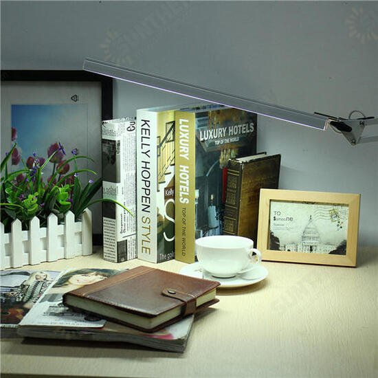 Foldable Adjustable Pure White Swing Arm LED Desk Lamp Touch Dimmable Eye Care Table Lamp