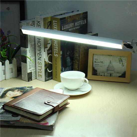 Foldable Adjustable Pure White Swing Arm LED Desk Lamp Touch Dimmable Eye Care Table Lamp