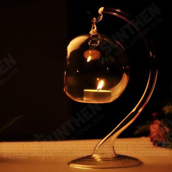 Hanging Crystal Glass Candle Table Light Lamp Planting Holder Candle Stick Romantic Dinner Wedding