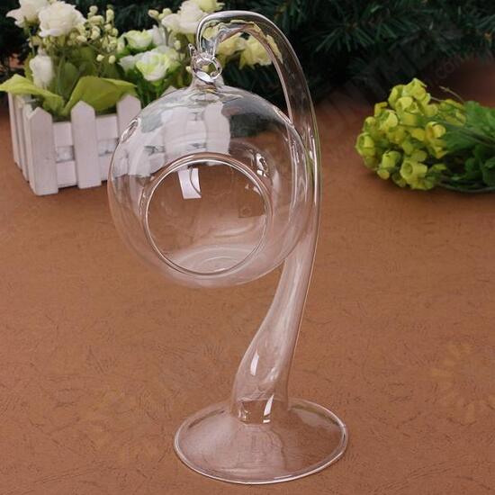 Hanging Crystal Glass Candle Table Light Lamp Planting Holder Candle Stick Romantic Dinner Wedding