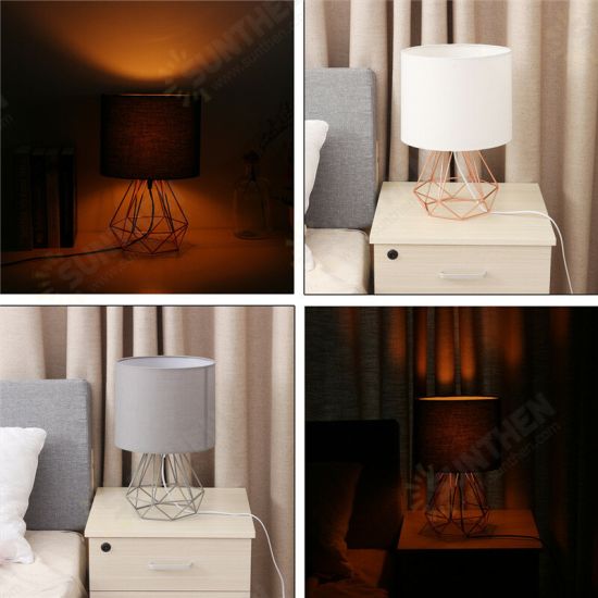 Hollowed Out Modern Livingroom Bedroom Bedside Table Lamp Desk Lamp With Shade