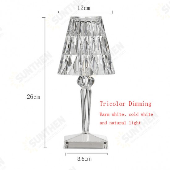 Kartell-Style Crystal Desk Lamp USB Touch Sensor Bar Light Decor Restaurant Table Lamps Romantic Nightlight Fixture Bed Lamp