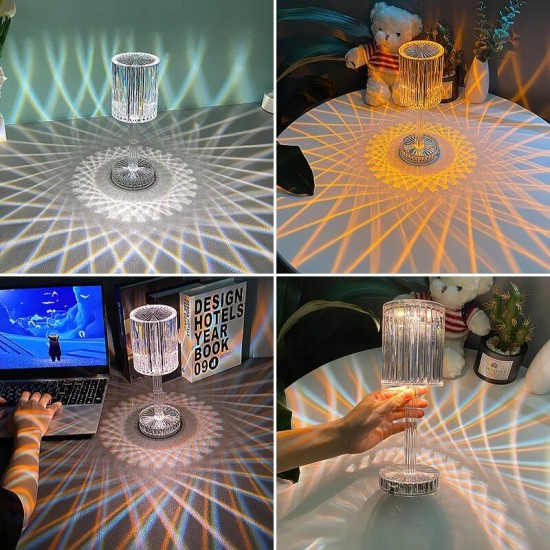LED Crystal Projection Desk Lamp Restaurants Bar Bedside Decoration USB Table Light RGB Remote Control Romantic Night Lights