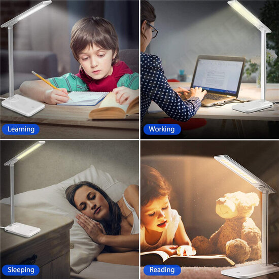 LED Desk Lamp Wireless Phone Fast Charging USB Charger Table Non-slip Lamp Light