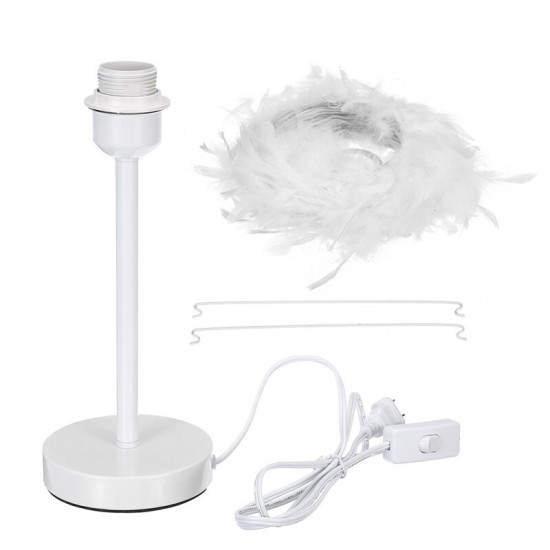 Modern Feather Shade Light Bedside Table Desk Lamp Bedroom DIY Decor Gift Home Without Bulb