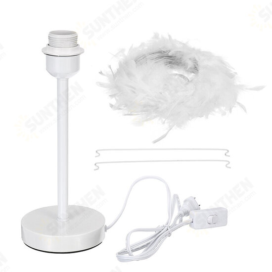 Modern Feather Shade Light Bedside Table Desk Lamp Bedroom DIY Decor Gift Home Without Bulb