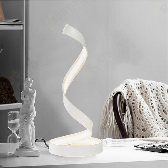 Modern LED Light Bedside Spiral Table Lamp Creative Design Curved Warm White