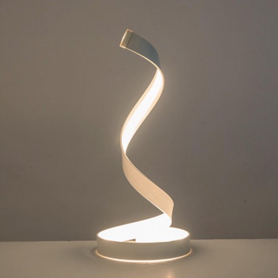 Modern LED Light Bedside Spiral Table Lamp Creative Design Curved Warm White