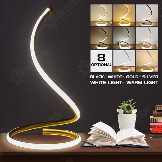 Modern Spiral LED Bedside Table Lamp Curved Desk Light Dimmable Warm White