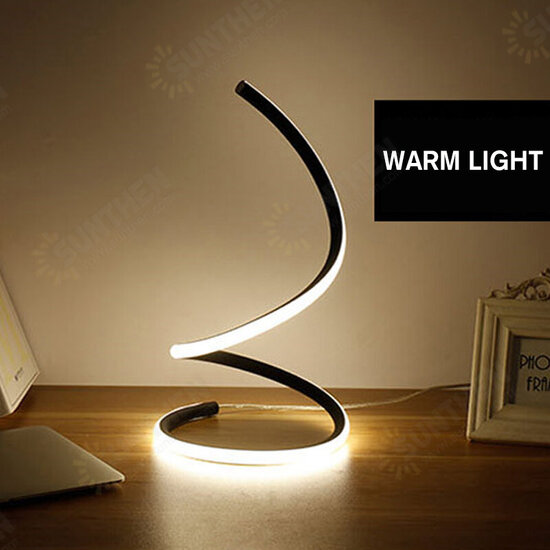 Modern Spiral LED Bedside Table Lamp Curved Desk Light Dimmable Warm White