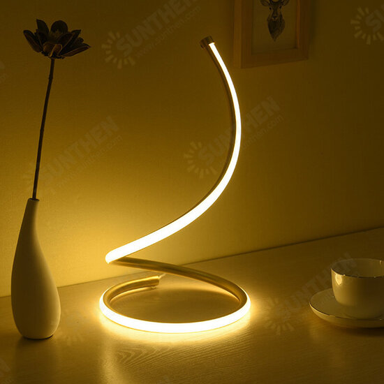 Modern Spiral LED Bedside Table Lamp Curved Desk Light Dimmable Warm White